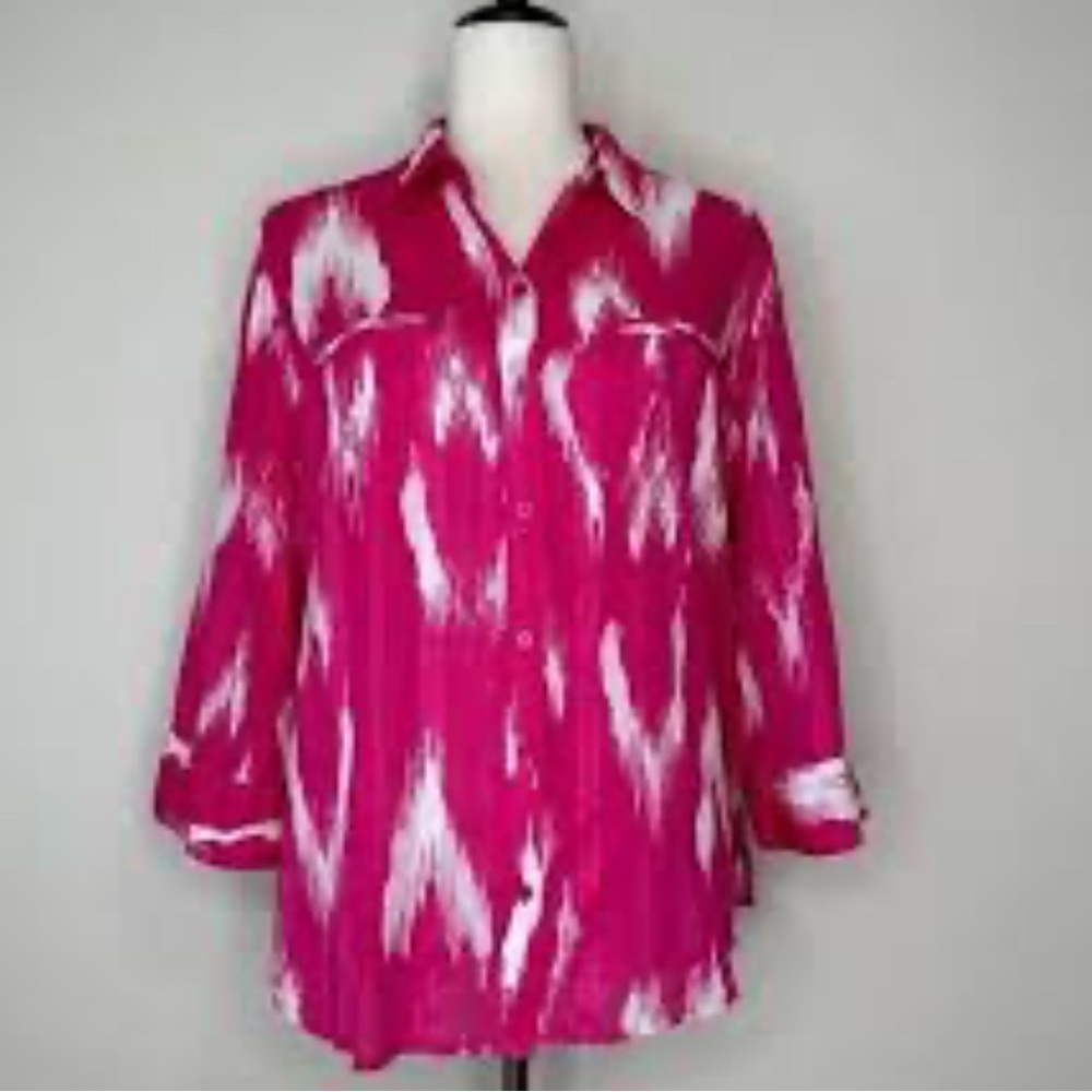 Chico's Fuchsia and White Patterned Blouse